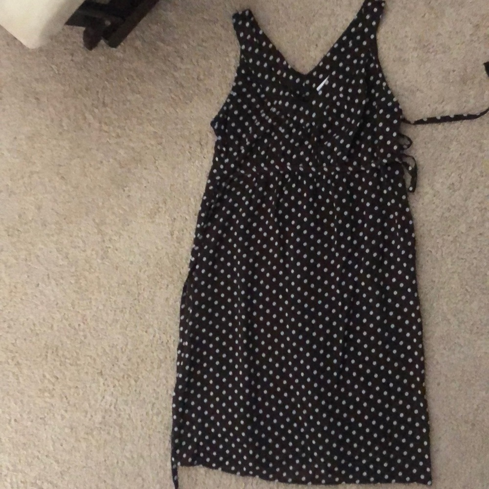 Brown polka dot maternity dress